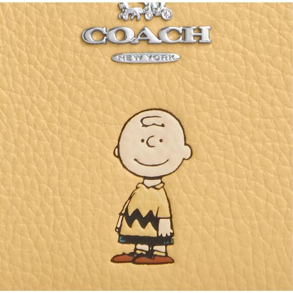 NWT Coach CBN90 X Peanuts Charlie Brown Snap Wallet Leather Hay Multi - Picture 8 of 8